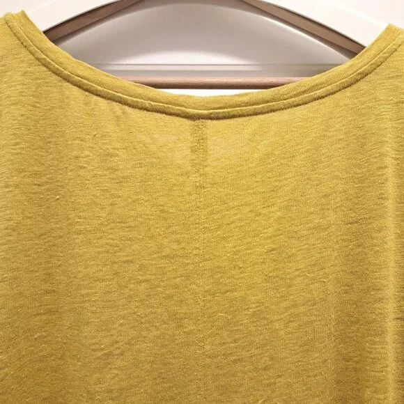 Eileen Fisher Organic Linen Jersey V-Neck Tee LemonDrop Size XL - Picture 6 of 8